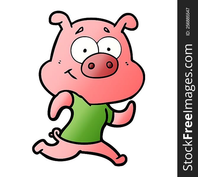 happy cartoon pig running. happy cartoon pig running