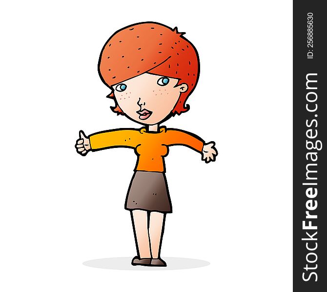 cartoon woman giving thumbs up symbol