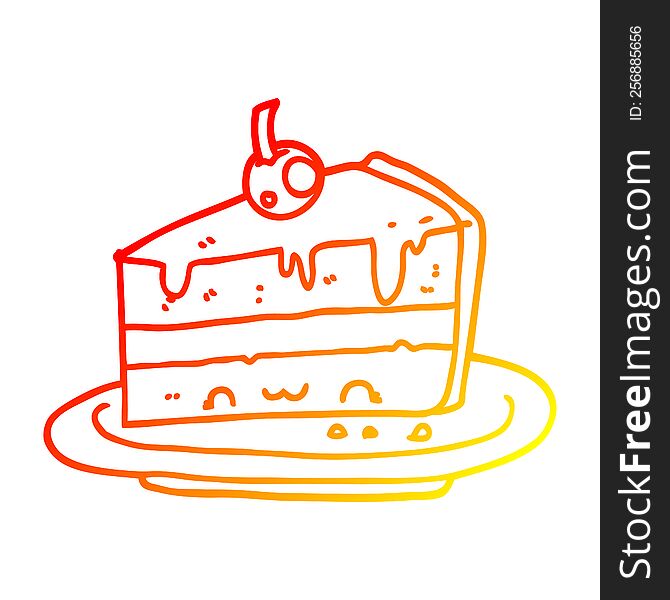 Warm Gradient Line Drawing Cartoon Cake