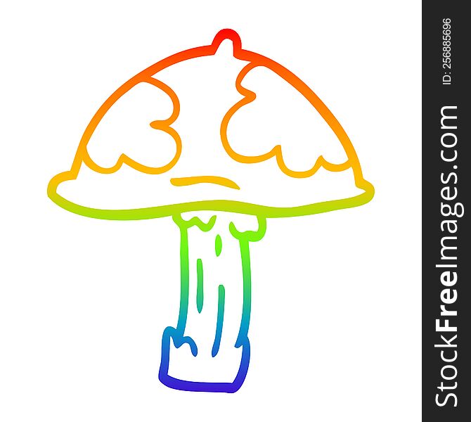rainbow gradient line drawing of a cartoon poisonous toadstool