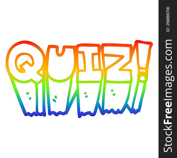 rainbow gradient line drawing of a cartoon quiz sign