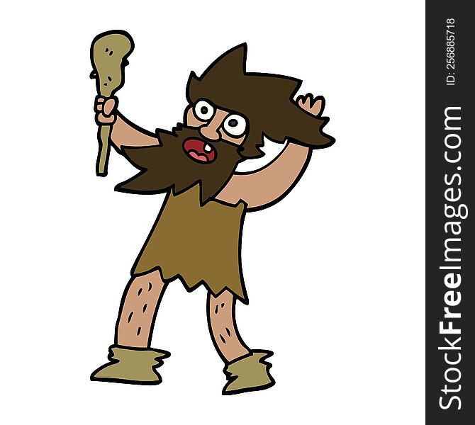 Cartoon Doodle Cave Man