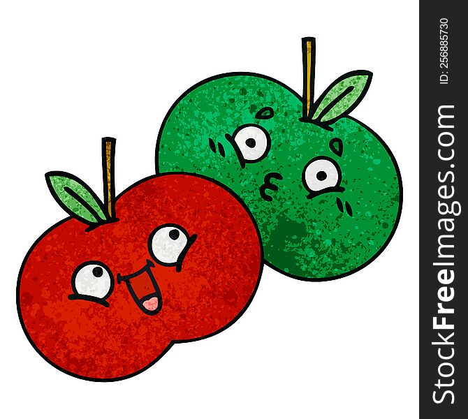 retro grunge texture cartoon of a juicy apple