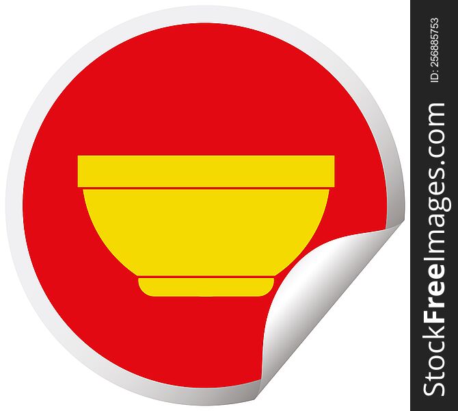 Rice bowl circular peeling sticker vector illustration