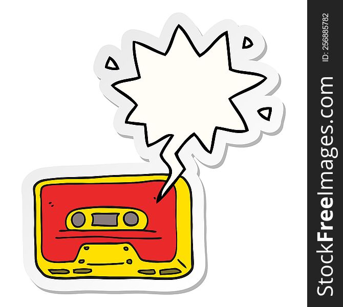 cartoon old tape cassette with speech bubble sticker