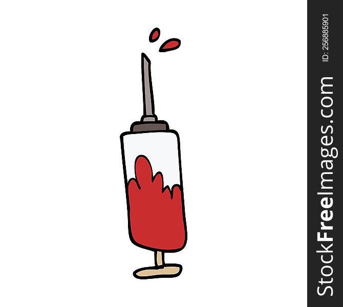 cartoon doodle needle full of blood
