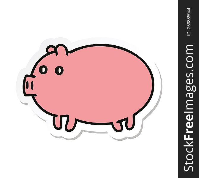 sticker of a cute cartoon fat pig