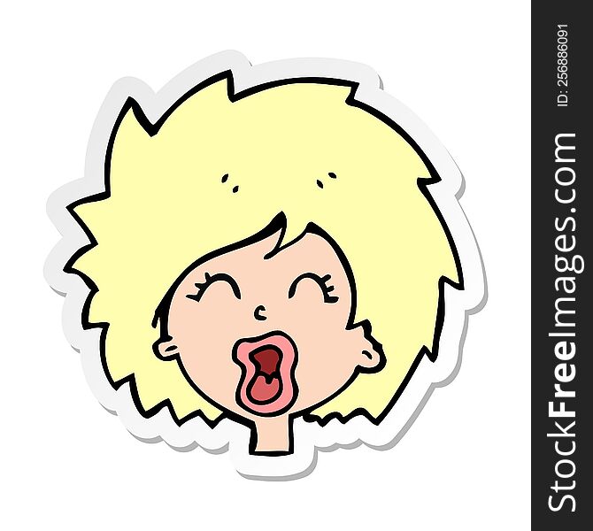 Sticker Of A Cartoon Woman Screaming