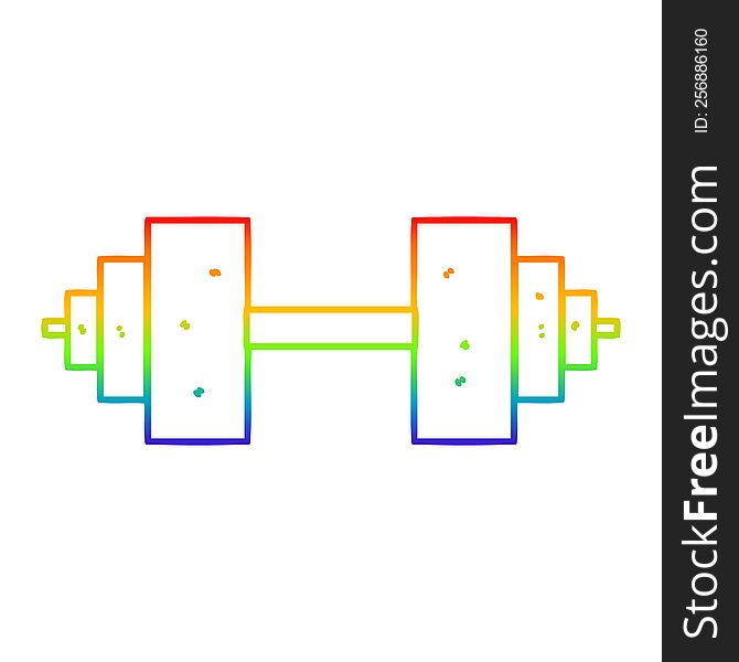 rainbow gradient line drawing of a cartoon dumbbell