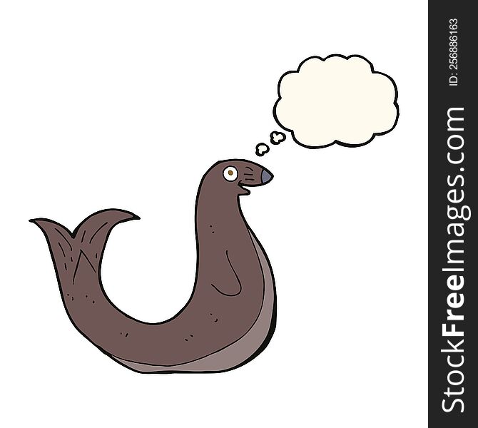 Cartoon Happy Seal With Thought Bubble