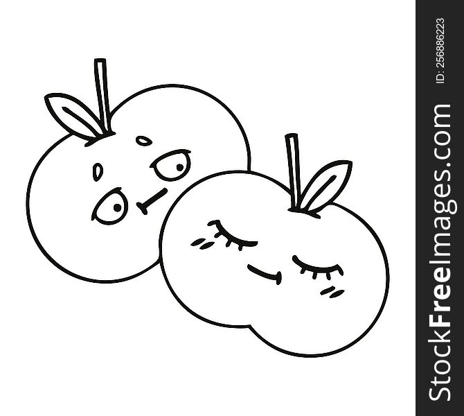 line drawing cartoon of a apples. line drawing cartoon of a apples