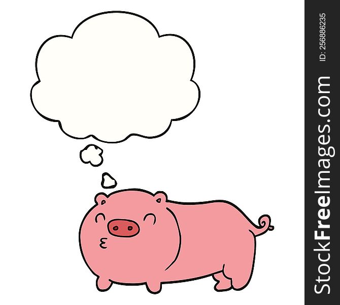 Cartoon Pig And Thought Bubble