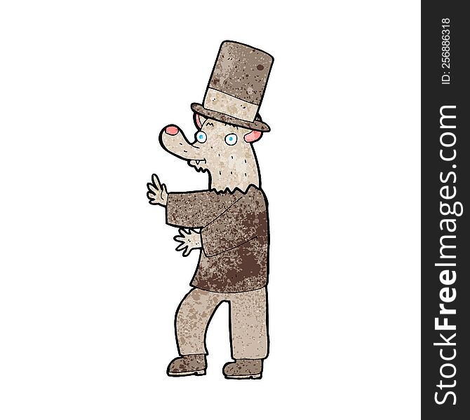 cartoon werewolf in top hat