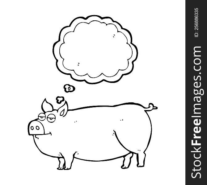 freehand drawn thought bubble cartoon huge pig