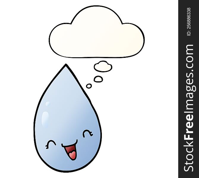 cartoon raindrop with thought bubble in smooth gradient style