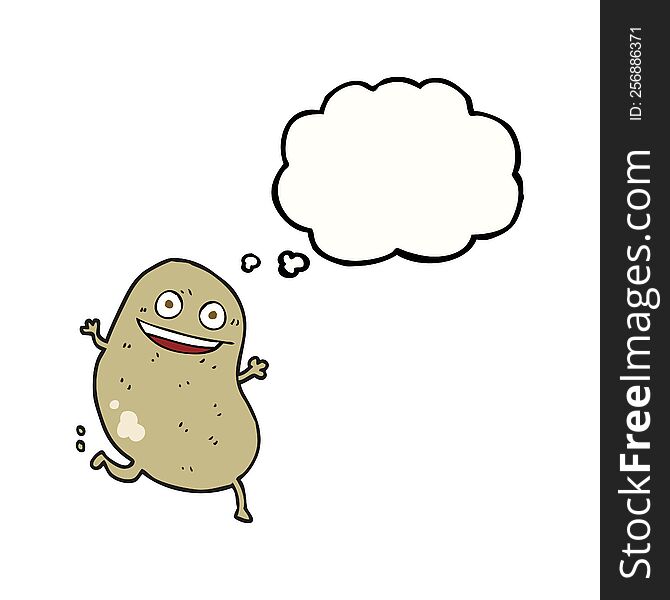 freehand drawn thought bubble cartoon potato running