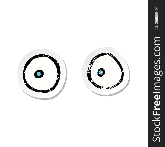 Retro Distressed Sticker Of A Cartoon Eyes