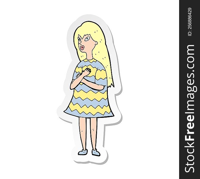 sticker of a cartoon surprised girl