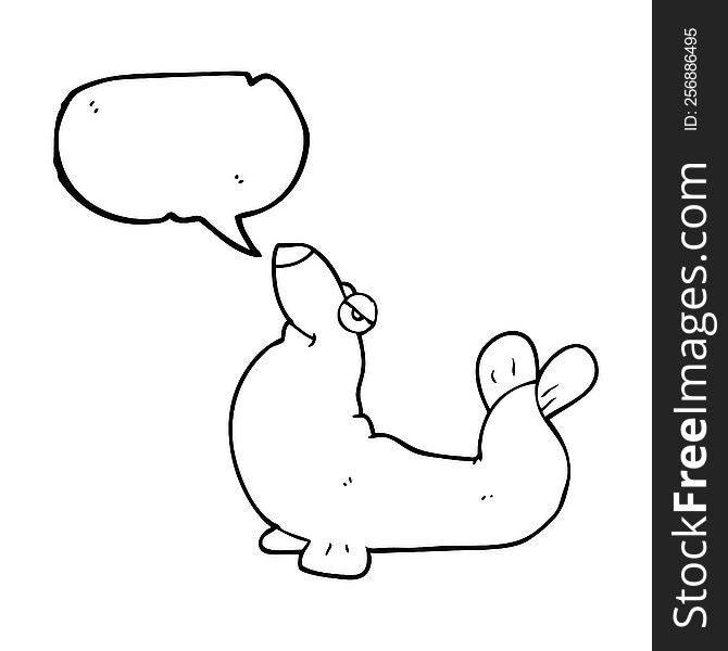 freehand drawn speech bubble cartoon proud seal