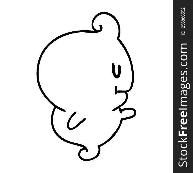 line doodle halloween ghost just floating around