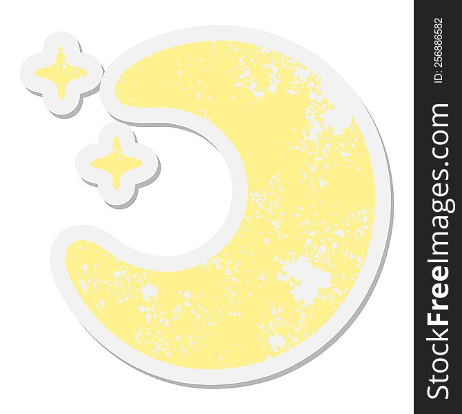 cartoon moon and stars grunge sticker