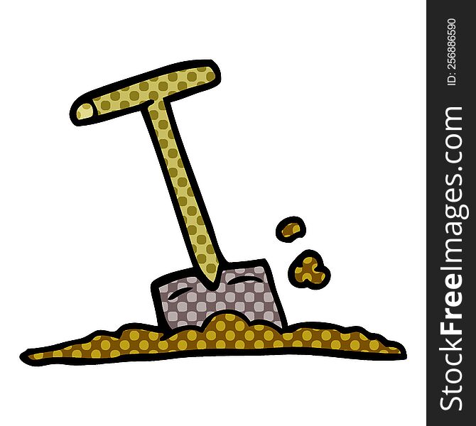 Cartoon Doodle Shovel In Dirt