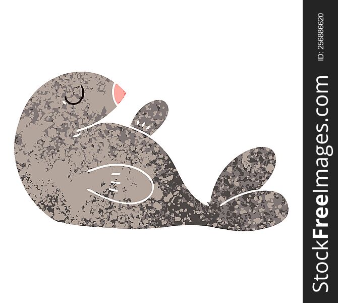 Quirky Retro Illustration Style Cartoon Seal