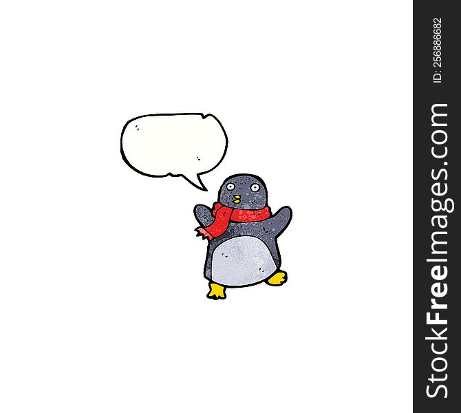 Cartoon Penguin Wearing Scarf