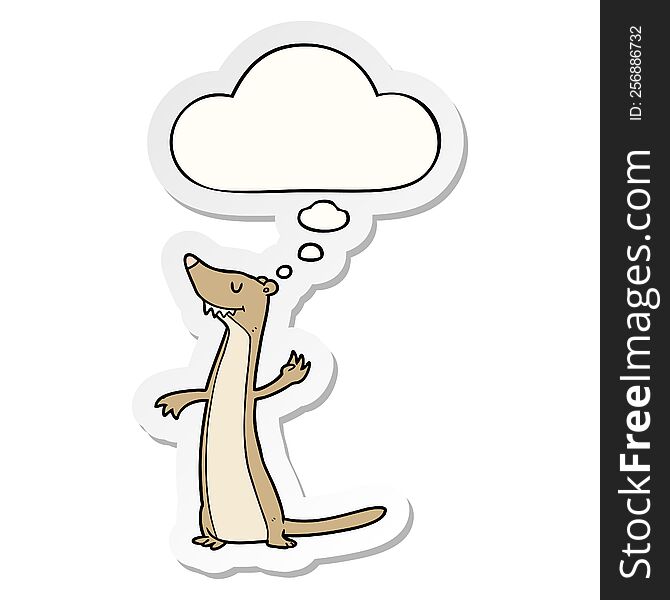 cartoon weasel with thought bubble as a printed sticker