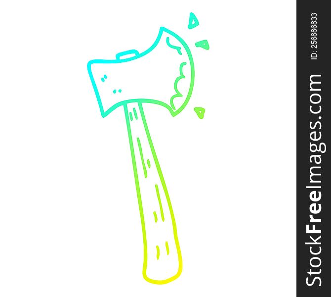 Cold Gradient Line Drawing Cartoon Axe