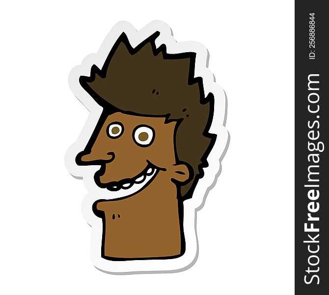 sticker of a cartoon happy man face