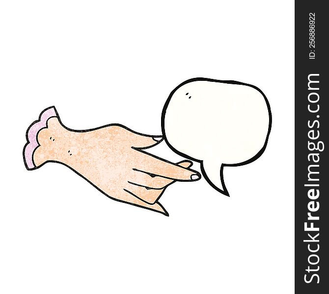 freehand speech bubble textured cartoon hand
