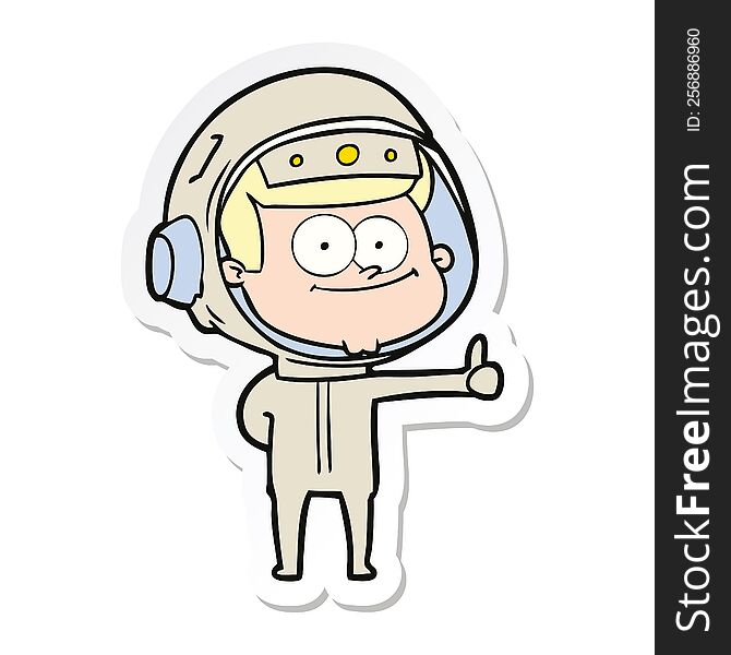 Sticker Of A Happy Astronaut Cartoon