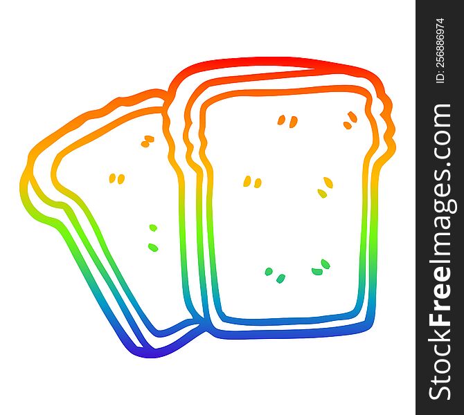 rainbow gradient line drawing of a cartoon toast