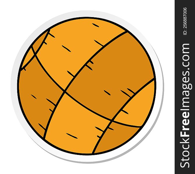 Sticker Cartoon Doodle Of A Basket Ball