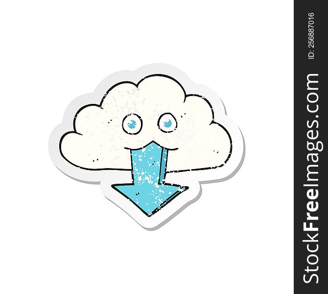 retro distressed sticker of a cartoon download from the cloud