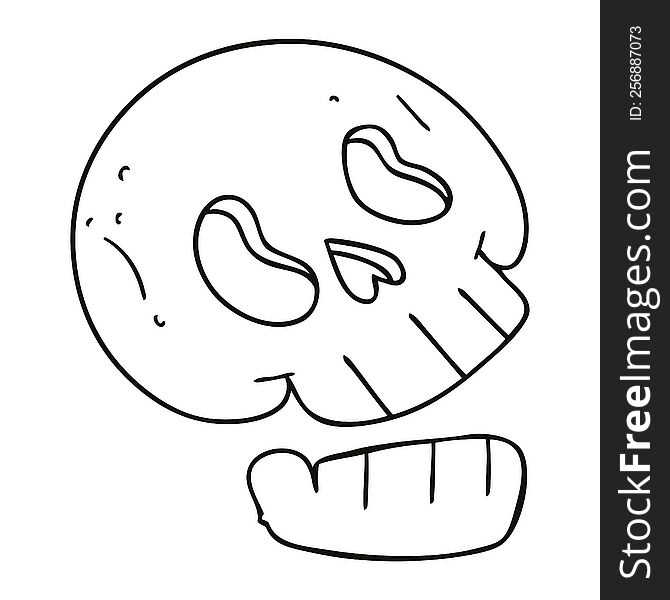 Quirky Line Drawing Cartoon Skull