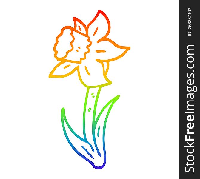 rainbow gradient line drawing cartoon daffodil