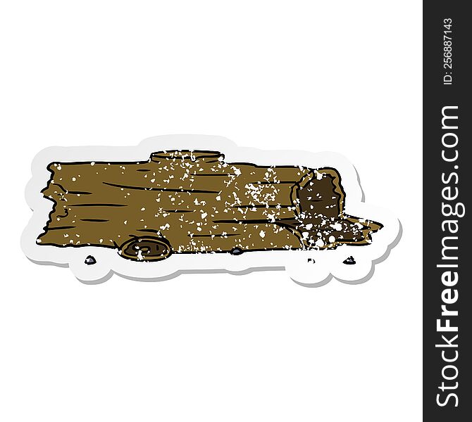 distressed sticker cartoon doodle of a tree log