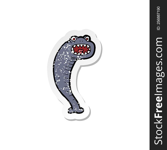 Retro Distressed Sticker Of A Cartoon Leech