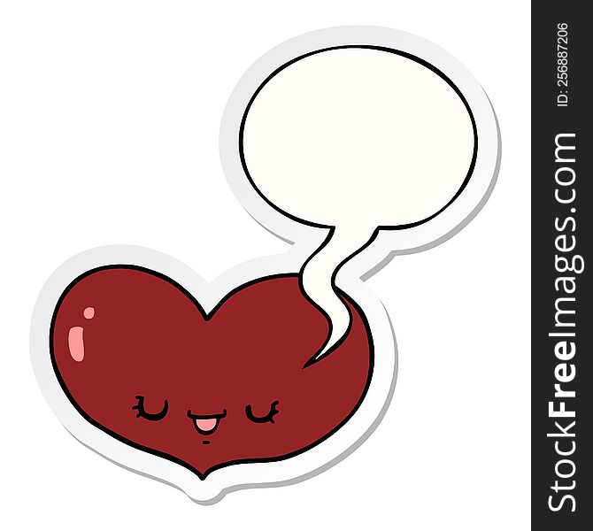 Cartoon Love Heart Character And Speech Bubble Sticker