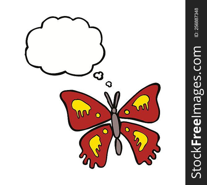 Cartoon Butterfly With Thought Bubble