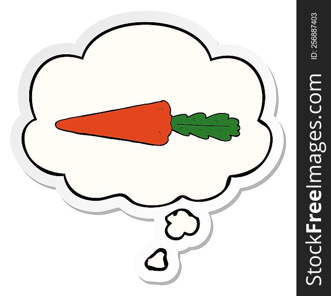 cartoon carrot with thought bubble as a printed sticker