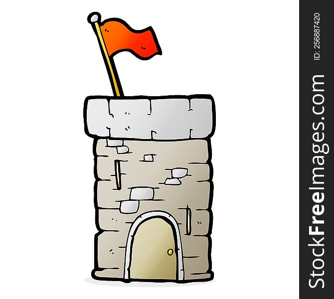 freehand drawn cartoon old castle tower