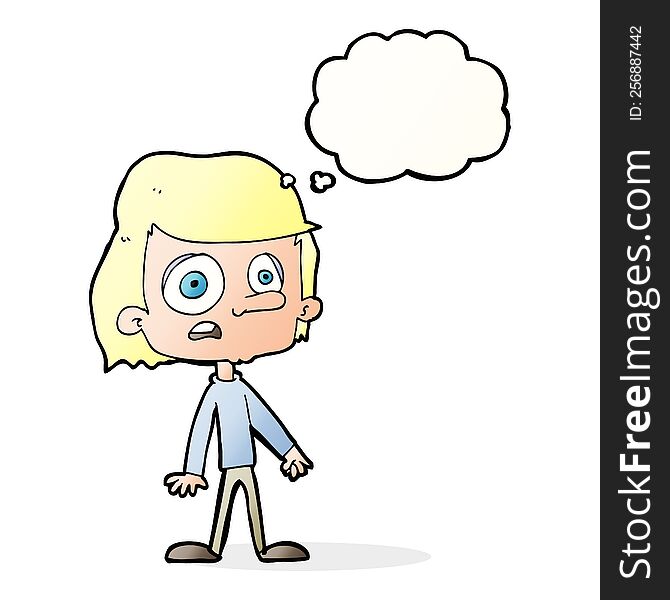 cartoon worried boy with thought bubble
