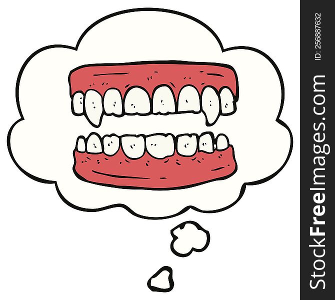cartoon vampire teeth with thought bubble. cartoon vampire teeth with thought bubble