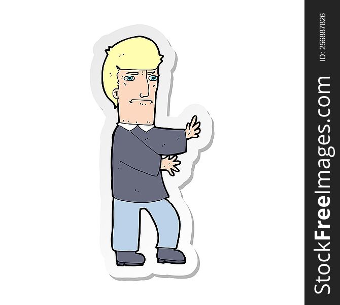 sticker of a cartoon grumpy man