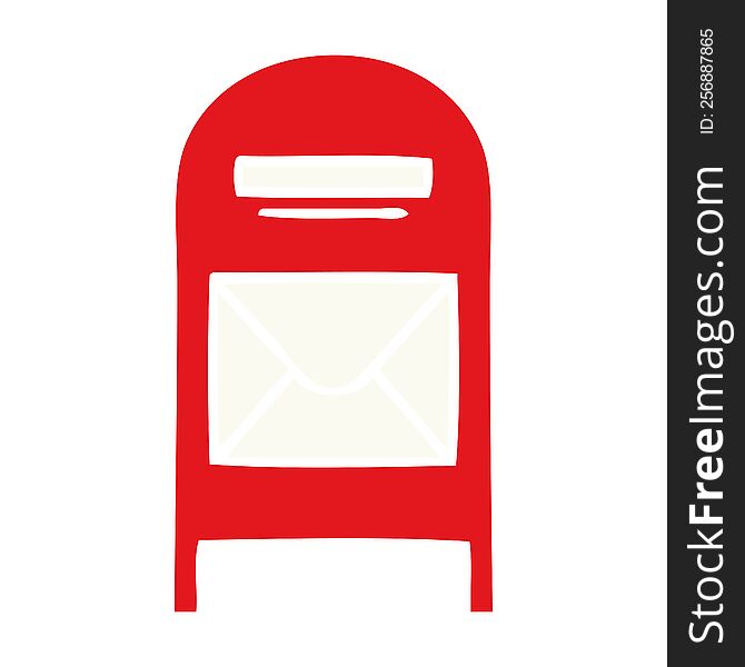 Flat Color Retro Cartoon Mail Box