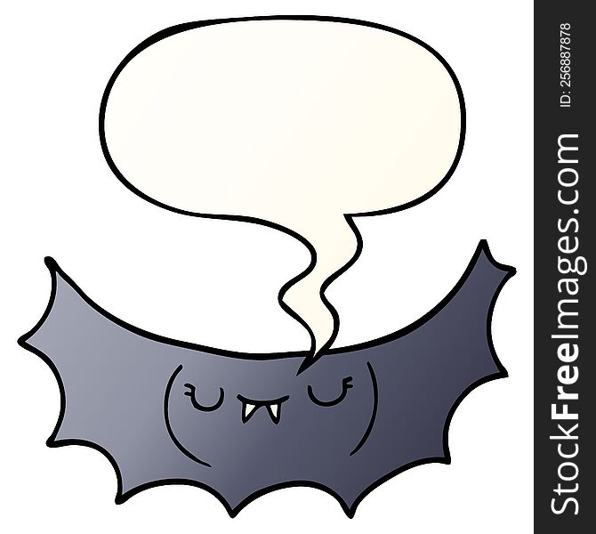 Cartoon Vampire Bat And Speech Bubble In Smooth Gradient Style