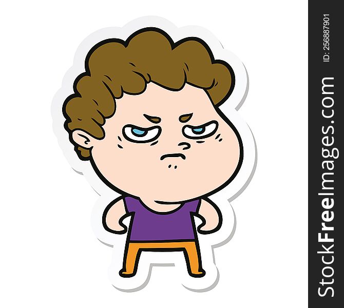 sticker of a cartoon angry man
